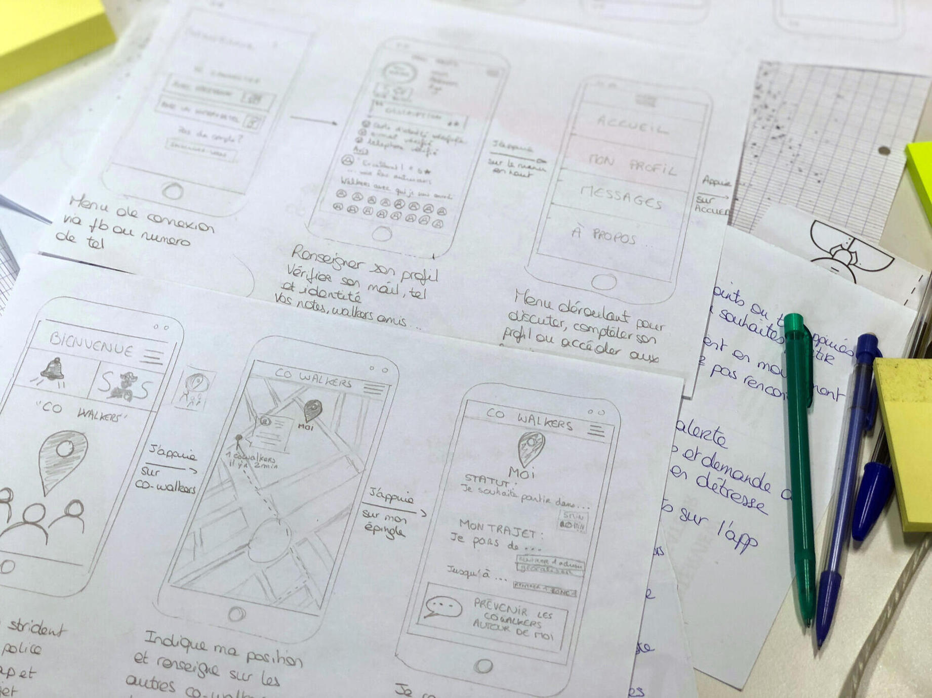 Sketches of a mobile application